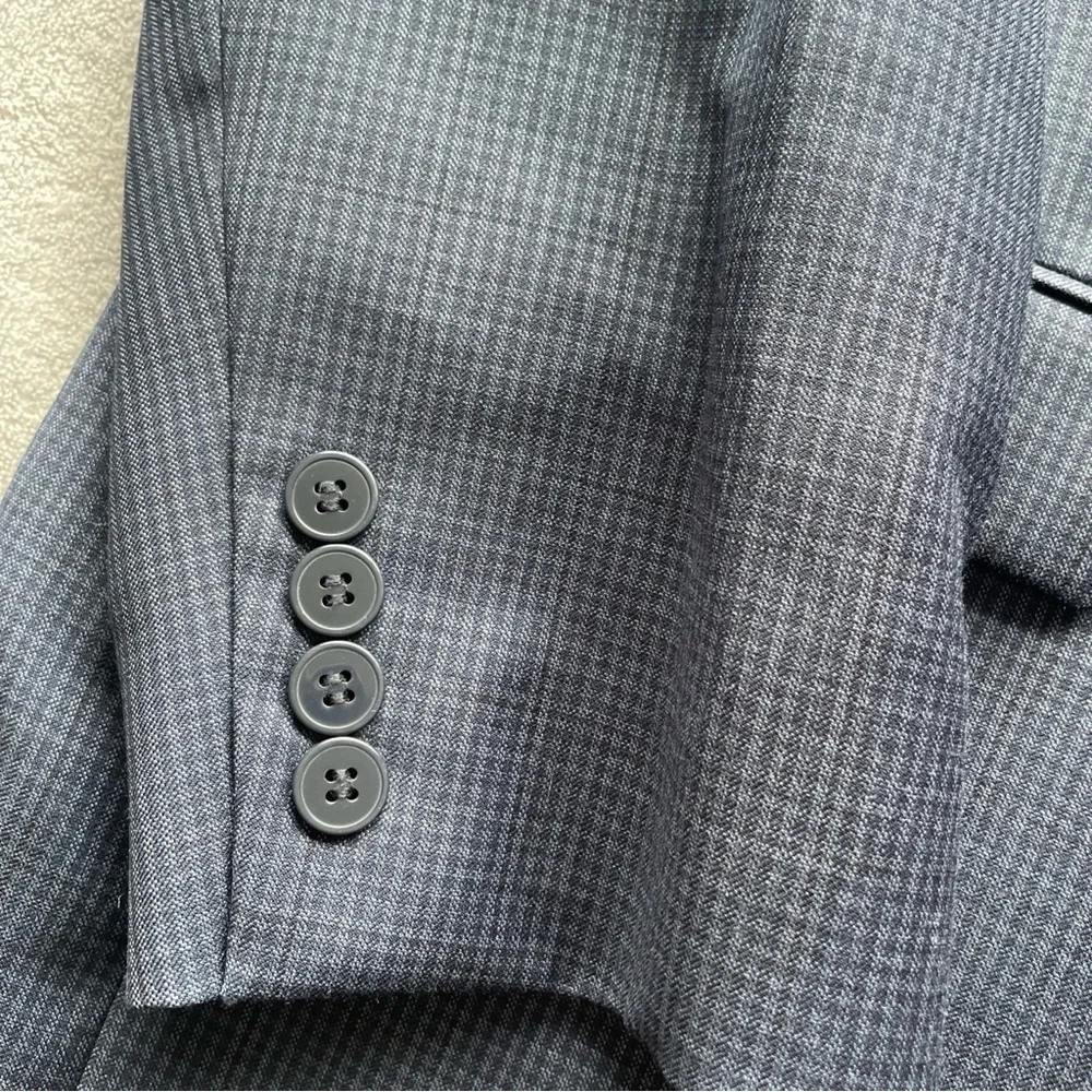 Calvin Klein Men's Classic blue houndstooth Blazer 42R 100% wool